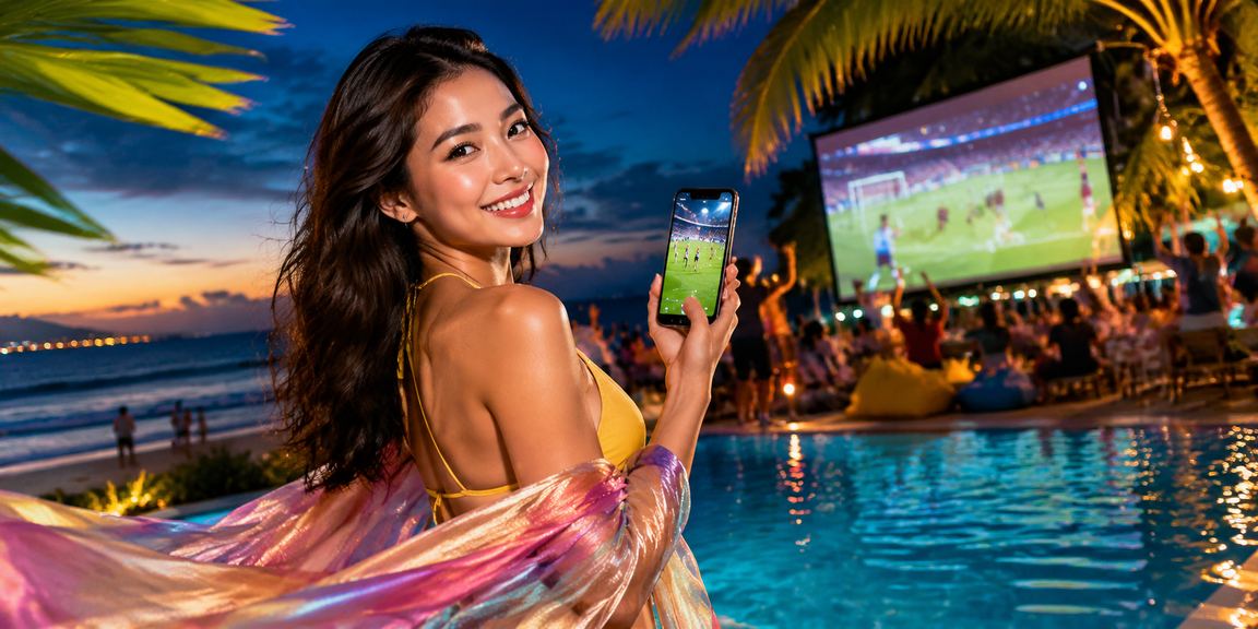 Người hâm mộ bóng đá theo dõi phân tích kèo trên bãi biển Vũng Tàu chiều hè
